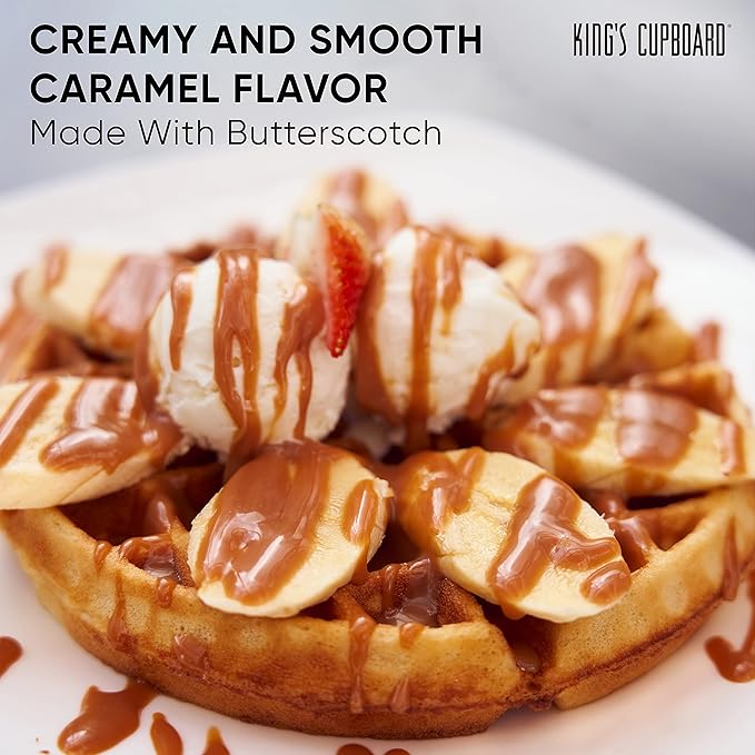 King's Cupboard Butterscotch Caramel Sauce and Gourmet Dessert Topping - (2 pack) Ice Cream Topping, Dessert Sauce, Syrup Perfect For Baking