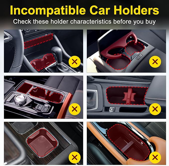 Cup Holder Expander (Adjustable Holder & Base, Auto-Fit Hold, One Button Open), Car Cup Holder Expander for Yeti, Hydro Flask, Nalgene, Owala, Bottles in 2.6"- 4.8" (2 Pack, Black)