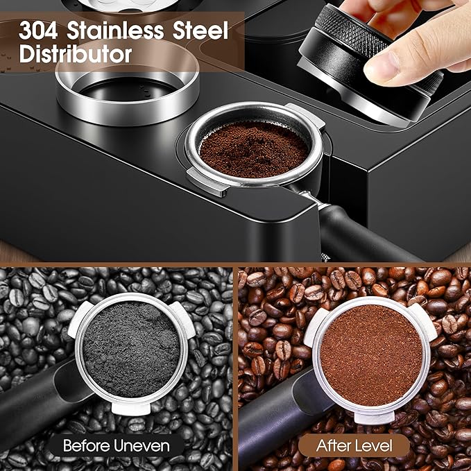 54mm Espresso Accessories Kit, Espresso Knock Box and Tamping Station, Coffee Tamper, Distributor, WDT Distribution Tool, Dosing Funnel and Puck Screen Set Fits Breville 54 mm Portafilter