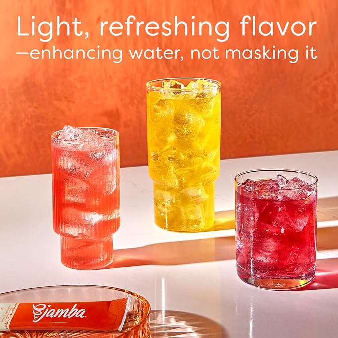 Jamba Singles To Go! mango-a-go-go smoothie-inspired powdered drink mix sticks, 6-Count, 3G Energy (green tea, ginseng, guarana), aspartame free, just add water