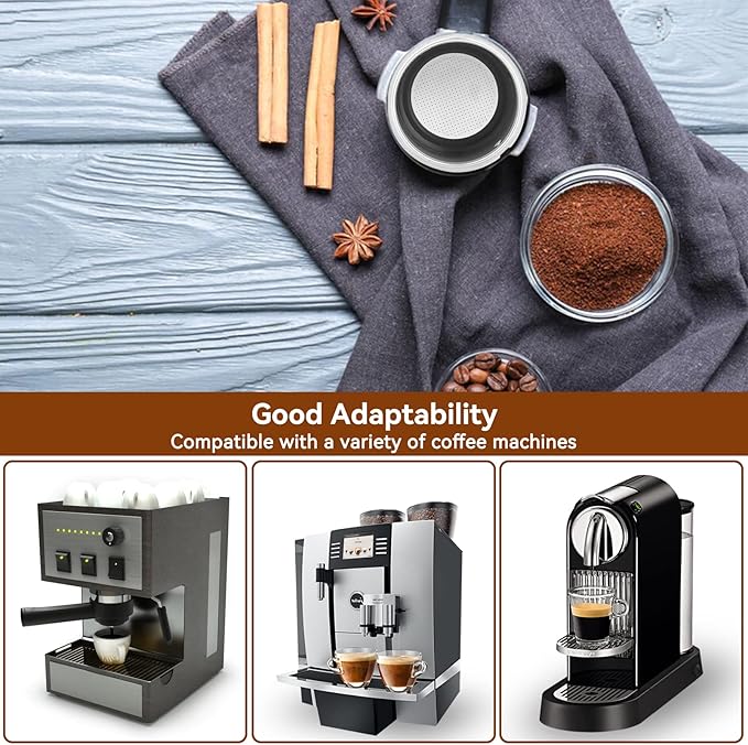 51mm 2 Cups Portafilter Filter Basket, Stainless Steel Pressurized Mesh Coffee Filters Bottomless Portafilter Coffee Machines Accessories for Semi-Automatic Coffee Machine Series(2 Cup)