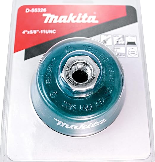 Makita 1 Piece - 4 Inch Knotted Wire Cup Brush for Grinders - Heavy-Duty Conditioning for Metal - 4" x 5/8-Inch | 11 UNC