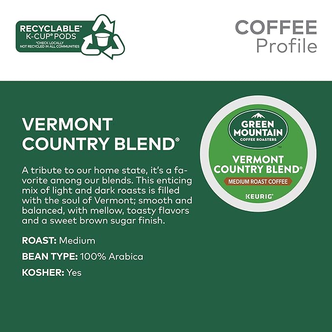 Green Mountain Coffee, Vermont Country Blend, K-Cup Portion Pack for Keurig Brewers 24-Count (Packaging May Vary)