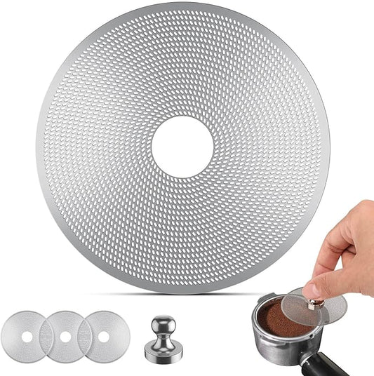 3 Pcs 58mm Espresso Puck Screen with Round Hole in the Middle - 0.2mm Ultra Thin Espresso Puck, Stainless Steel Reusable Coffee Filter, Suitable for La Marzocco/Gaggia