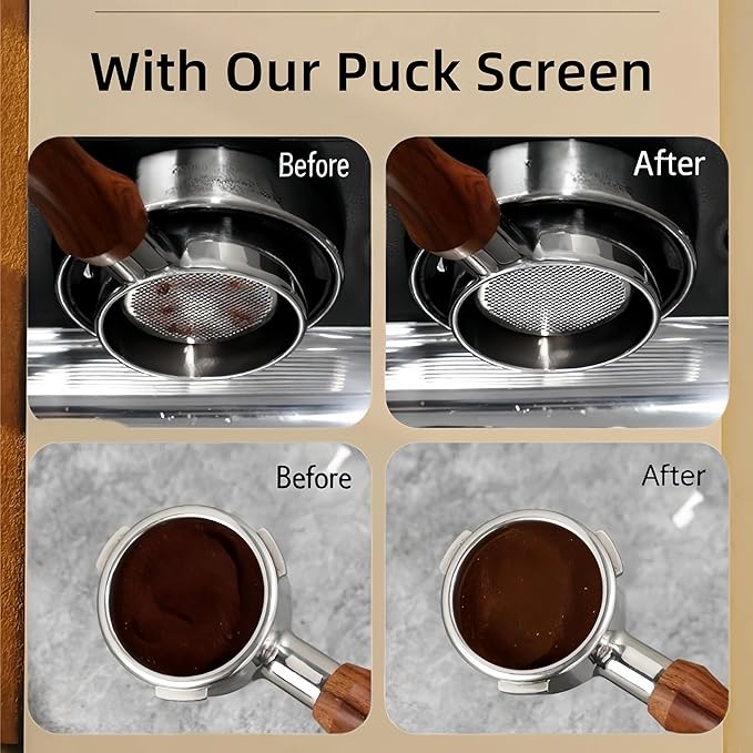 Espresso Puck Screen for 51mm Portafilter Basket, 1.7mm Thickness Made with 316 Stainless Steel, Coffee Machine Reusable Filter for Barista Accessories (51mm）