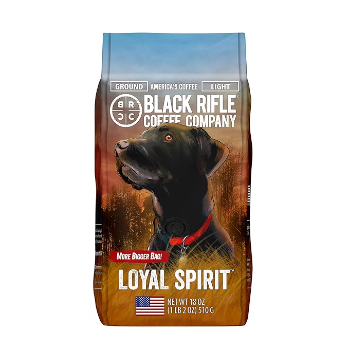 Black Rifle Coffee Company Loyal Spirit, 18oz Bag, Ground Coffee Light Roast - Roasted Blend Made from Arabica Beans - Colombian & Brazilian Beans - Veteran Founded & American Made