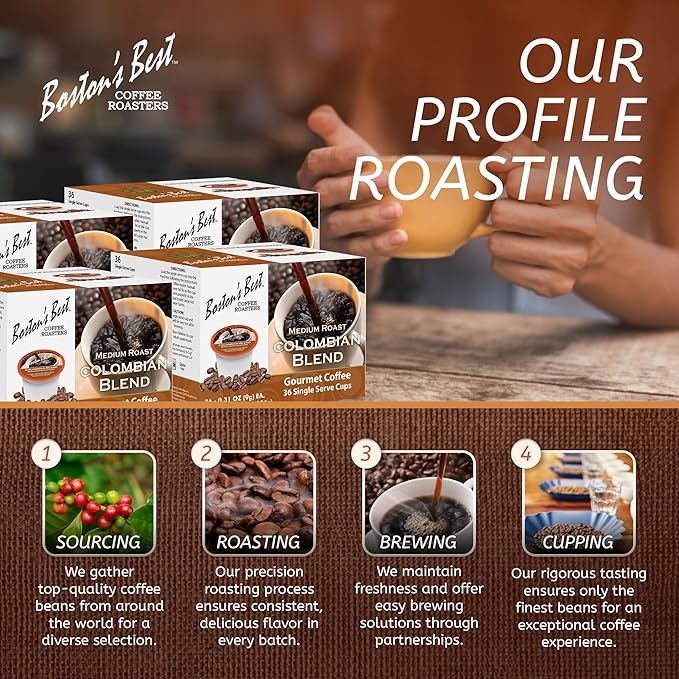 Boston’s Best - Colombian Blend Delectable Gourmet Bold Medium Roast Coffee Compatible with Keurig Coffee Maker, 1 Count (144 Single Serve Cups)