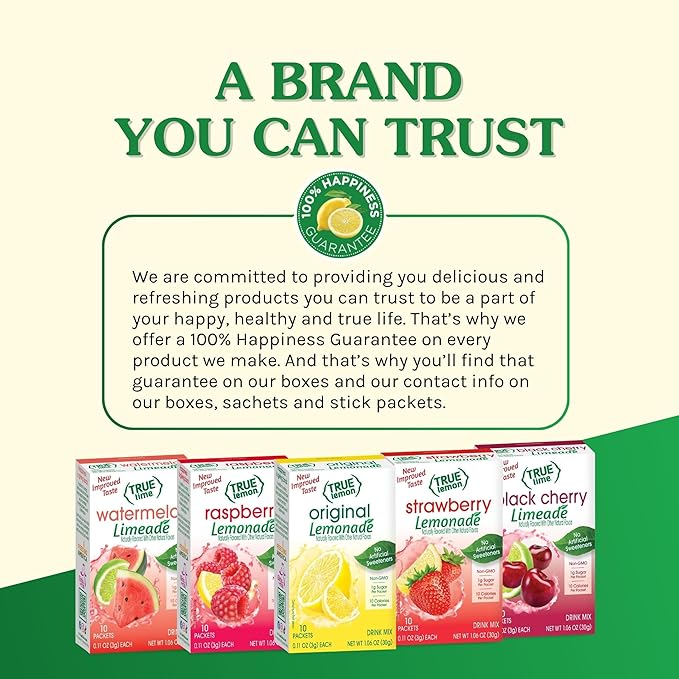 TRUE LIME Black Cherry Limeade Drink Mix (10 Packets) | Made from Real Limes | No Preservatives, No Artificial Sweeteners, Gluten Free | Water Flavor Packets & Water Enhancer with Stevia