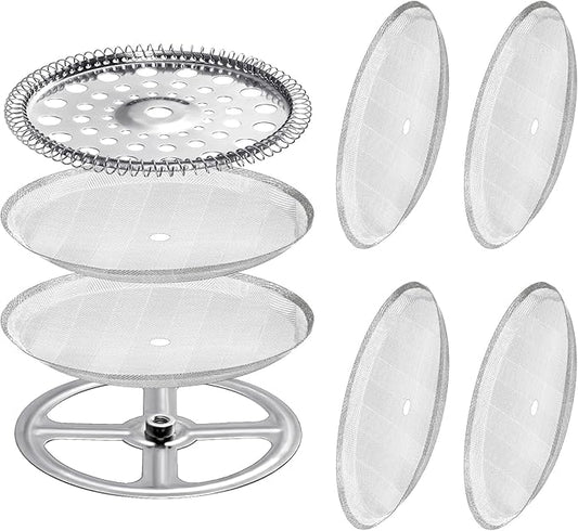 Sabary 8 Pcs French Press Filter Replacement Parts 6 Pcs Stainless Steel Mesh French Press Screen with Spiral Disk and Cross Disk for 1000 ml, 34 oz, 3.75 Inch Wide Coffee Makers and Tea Machines
