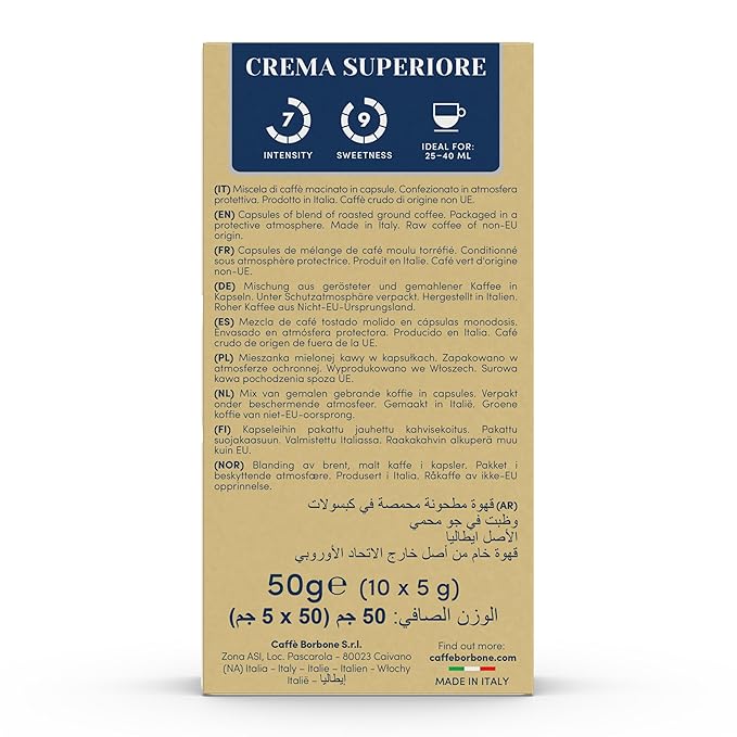 Caffè Borbone Crema Superiore Aluminum Capsules Compatible with Nespresso Original Machines, Medium Roast, 50 Count