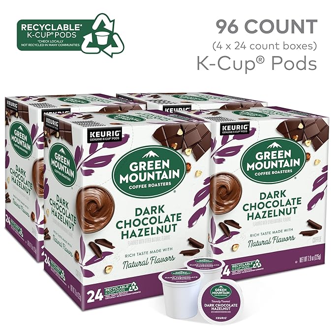 Green Mountain Coffee Roasters Dark Chocolate Hazelnut Coffee, Keurig Single Serve K-Cup Pods, 96 Count