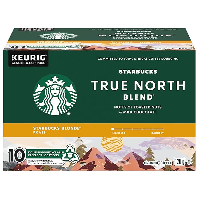 True North Blend Blonde Roast Coffee, K-cup Pods, 10 count, 120g/4 oz. Box (Imported from Canada)
