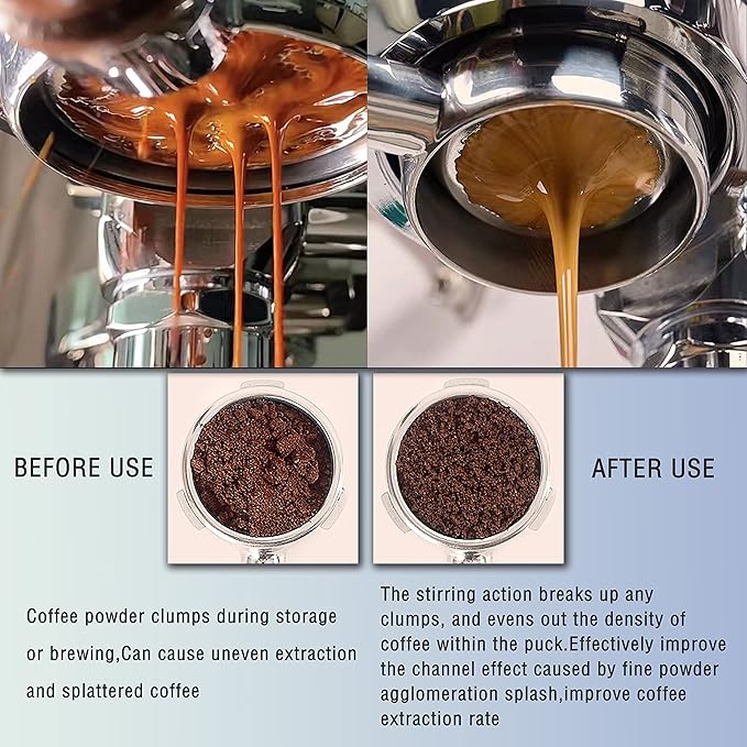NEOUZA Coffee WDT Distribution Tool Accessories, Aluminum Handle, 0.4mm 6 Stainless Needles, Espresso Powder Stirrer