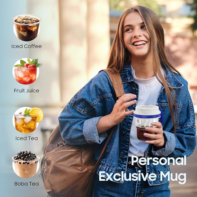 MHW-3BOMBER Cold Brew Coffee Maker Crossbody Portable 18oz - Iced Coffee Mug Tea Brewer Pitcher with Filter - Travel Coffee Tumbler for Gifts Car Office Gym, Blue M5772BL-OS