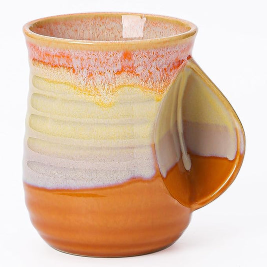 Mkour 21oz Large Ceramic Coffee Mugs, Handmade Tea Cups with Comfortable Handle for Office and Home, Microwave and Dishwasher Safe (Orange)