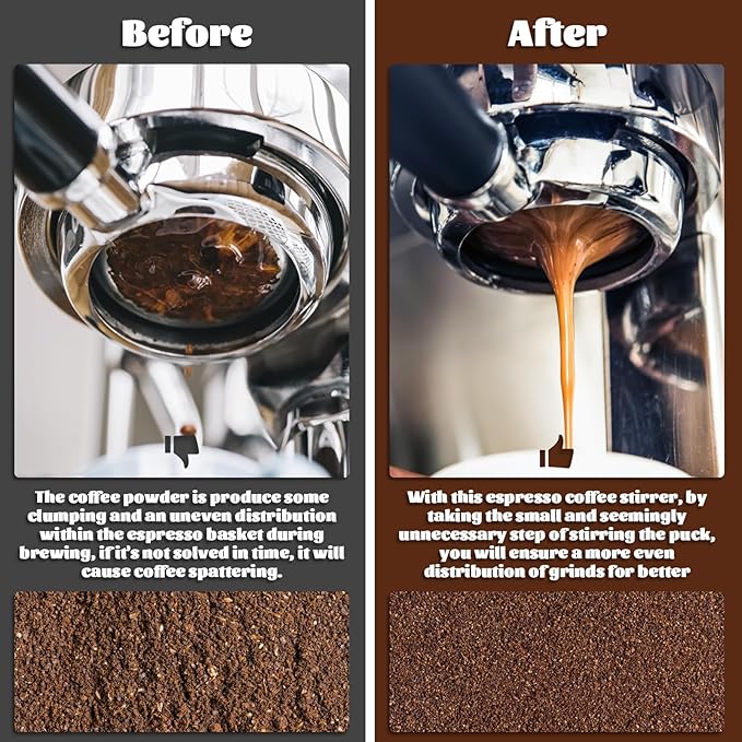 Jeymei WDT Espresso Distribution Tool, 0.35mm 8 Needle Coffee Stirrer with 8 Extra Needles, 304 Stainless Steel, Aluminum Alloy Handle with Stand, Barista Espresso Whisk Tool (Metal Silver)