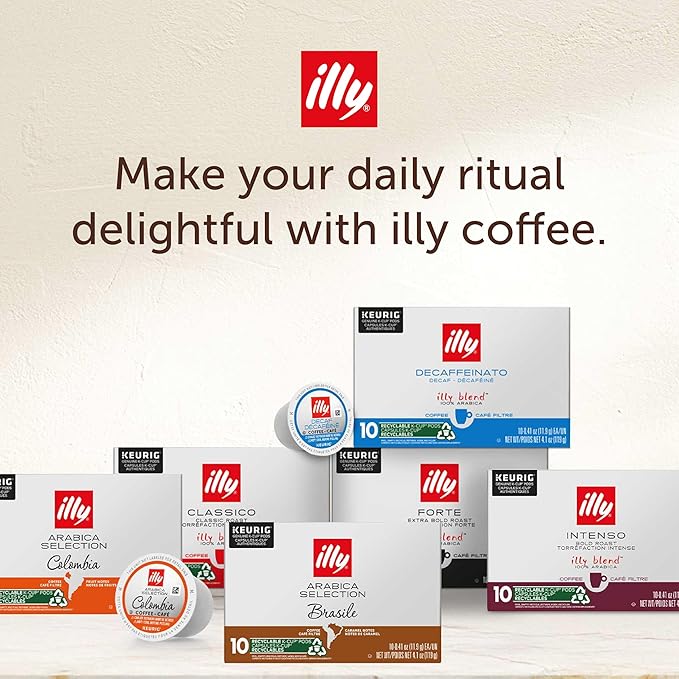 illy Coffee K Cup, Pods for Keurig Machines, Forte Dark Roast, 100% Arabica, Premium Italian Coffee, 10 Count, 6 Pack