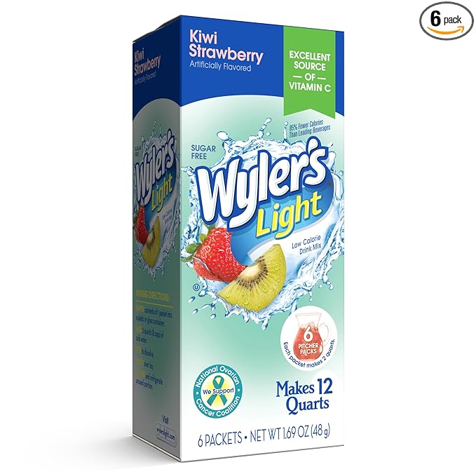 Wyler's Light Pitcher Packs, Water Drink Mix,Kiwi Strawberry,6 Pitcher Packets