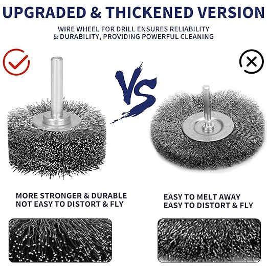 Baisiky 2 Pack 2 Inch Wire Wheel Brush for Drill Attachment,Heavy Duty Wire Brushes Removal Paint Rust & Corrosion, 0.012" Coarse Crimped Stainless Steel Wire, 1/4in Shank, 20000RPM