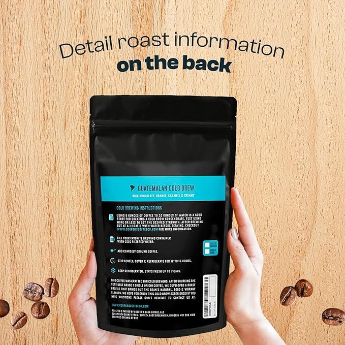 Guatemala Organic Cold Brew Coffee, Single Origin & Gourmet Beans, Tasting Notes of Milk Chocolate, Creamy Caramel & A Hint of Orange, Medium Roast Whole Bean, 16 oz Coffee Bag