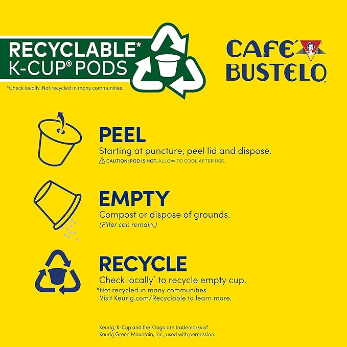 Café Bustelo Espresso Style, Dark Roast Coffee, Keurig K-Cup Pods, 32 Count Boxes (Pack of 4)