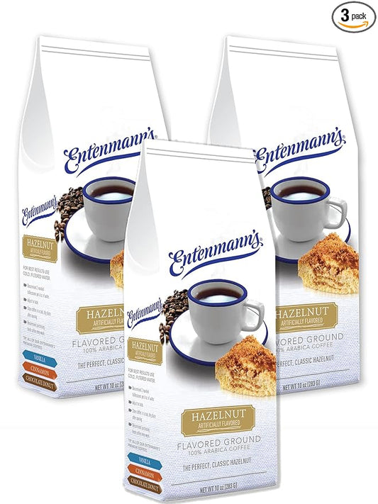 Entenmann's Ground Coffee, Hazelnut Flavor, 10-Ounce (Pack of 3)