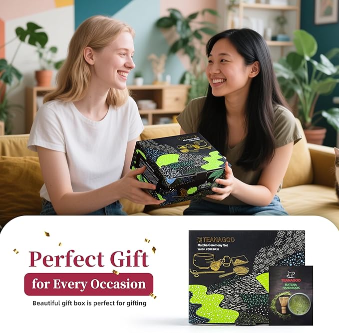 TEANAGOO Matcha Whisk Set, 10 Pcs Complete Set, Black, Matcha Kit with Tray, Bowl, Scoop, Sifter, Powder Jar, Gift for Matcha Lovers