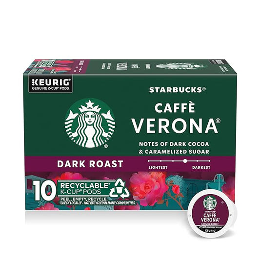 Starbucks K-Cup Coffee Pods, Dark Roast Hot or Iced Coffee, Caffè Verona, 10 Keurig Pods