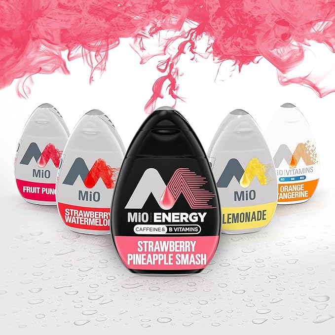 MiO Energy Strawberry Pineapple Smash Naturally Flavored with other natural flavors Liquid Water Enhancer Drink Mix with Caffeine & B Vitamins with 2X More (3.24 fl. oz. Bottle) (Pack of 2)