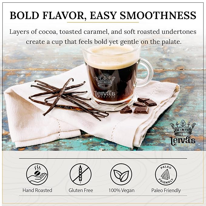 LEIVA'S COFFEE - Ground Dark Roast - Breakfast Blend - Bold, Full-Bodied Flavor - Energizing and Satisfying - 8oz