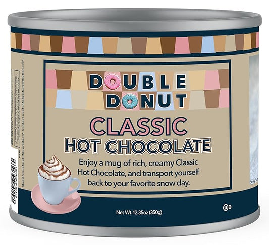 Double Donut Coffee Classic Bulk Hot Chocolate Mix, Rich Hot Cocoa 12 Ounce Canister, Hot Chocolate Powder