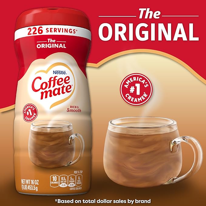 Nestle Coffee Mate Coffee Creamer Original, Jar, Diet type - Kosher, Gluten Free, Pack of 12 (16 Ounce) (11000443)