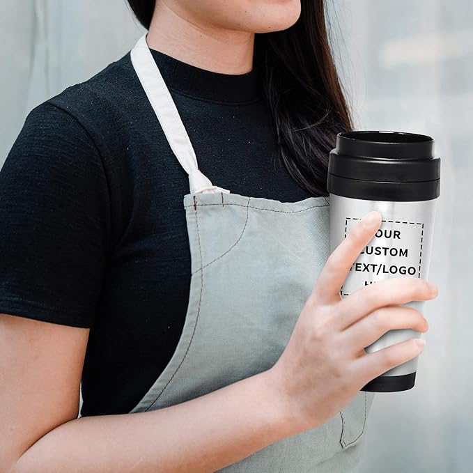 Custom Insulated Stainless Steel Travel Mugs 16 oz. Set of 10, Personalized Bulk Pack - Perfect for Iced Coffee, Soda, Other Hot & Cold Beverages - Stainless Steel