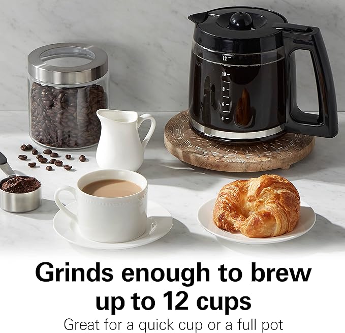Hamilton Beach Fresh Grind Electric Coffee Grinder for Beans, Spices and More, Stainless Steel Blades, Removable Chamber, Makes up to 12 Cups, White