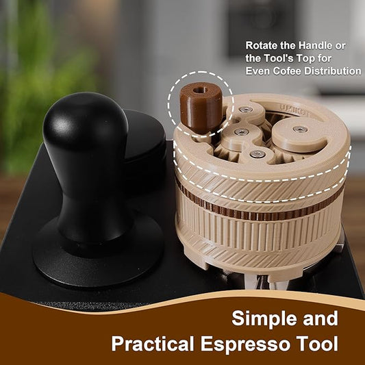 ShanSon WDT Espresso Tool with Brush Base Coffee Powder Distributor Needle WDT Tool for Barista Coffee Bar Espresso Distribution Tool,58mm,Khaki&Brown