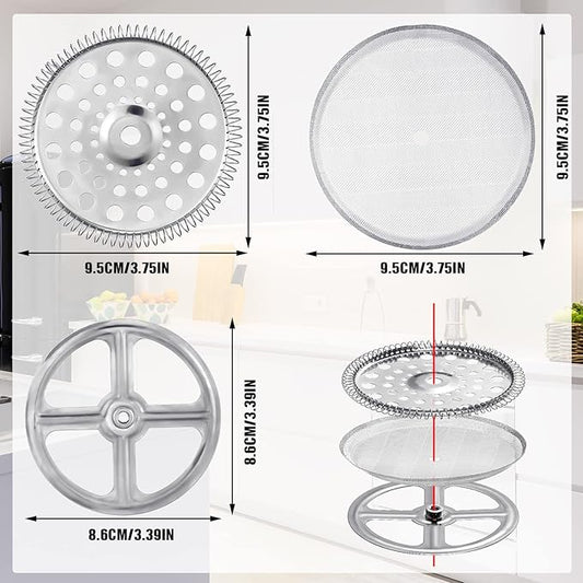 Sabary 8 Pcs French Press Filter Replacement Parts 6 Pcs Stainless Steel Mesh French Press Screen with Spiral Disk and Cross Disk for 1000 ml, 34 oz, 3.75 Inch Wide Coffee Makers and Tea Machines