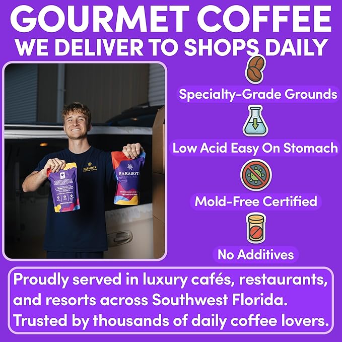 French Roast Ground Coffee | Dark Roast European Coffee | Extra Bold Strong Ground | Low Acid, Specialty Grade | 12 oz