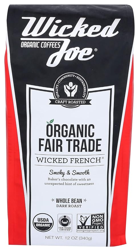 Wicked Joe Coffee French Whole Bean, 12 oz, red