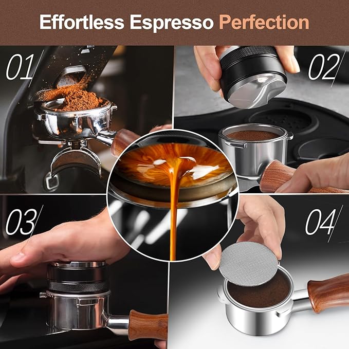 51mm Bottomless Portafilter with Puck Screen, 3 Ears Stainless Steel Head, Compatible with CASABREWS CM5418, 3700Essential, 3700Gense Espresso Machines, Includes 304 Stainless Steel Filter Basket