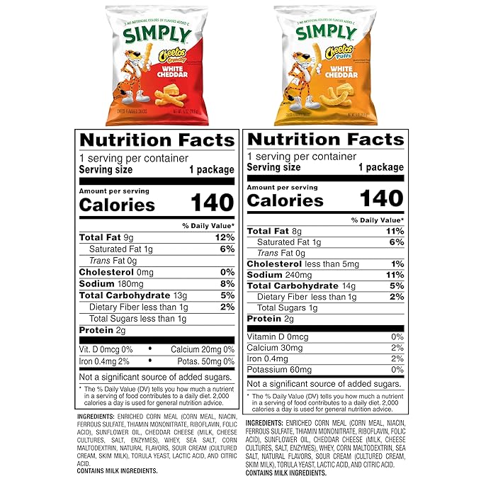 Simply, Cheetos White Cheddar Puffs & Crunchy Variety Pack, 0.875 Ounce (Pack of 36)