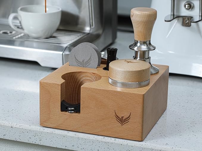 54 mm Espresso Accessories for Breville – Maple Handle Tamper, Espresso Organizer, Adjustable Distribution Tool, WDT Prep Device & Rechargeable Coffee Scale