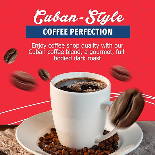 Cafe Aroma Dark Roast Cuban Style Espresso, Perfect for Lattes & Iced Coffee Creations, 36 oz (1 Can)