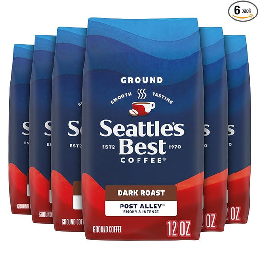 Seattle's Best Coffee Post Alley Blend Dark Roast Ground Coffee | 12 Ounce Bags (Pack of 6)