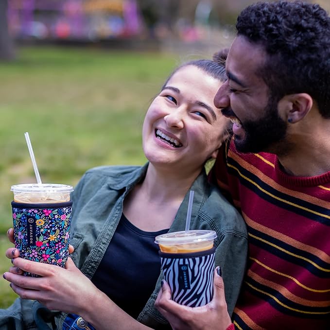 Sok It JavaSok Iced Coffee & Cold Soda Insulated Neoprene Cup Sleeve (Shades of Gray, Medium: 22-28oz)