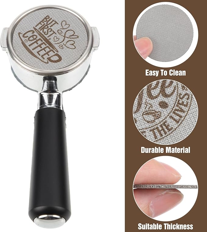 Grevosea 2 Pieces 53.3mm Espresso Puck Screen, 1.7mm Thickness 150μm Reusable Espresso Filter Screen Stainless Steel Coffee Filter Mesh Plate for Espresso Portafilter Filter Basket