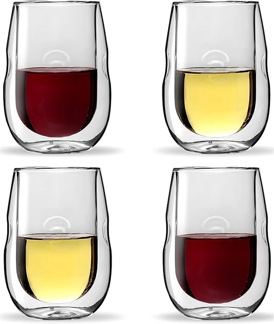 Ozeri Moderna Artisan Series Double Wall Insulated 10 oz Wine Glasses, Set of 4