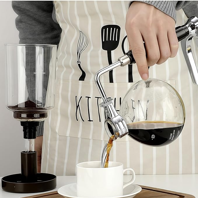Borasilicate Glass Syphon Coffee Maker, 5-Cup 600ml(20.3 oz)Vaccum Gravity Clear Coffee Tabletop Siphon Pot with Reusable Cloth Filter Coffee Brewer Hot Tea Maker Machine(Standard Edition)