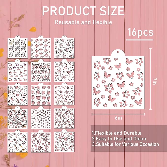 Keluna Cookie Stencils for Royal Icing - Rose Floral Stencils for Cookies Decor Dessert Buttercream Cake Baking Template