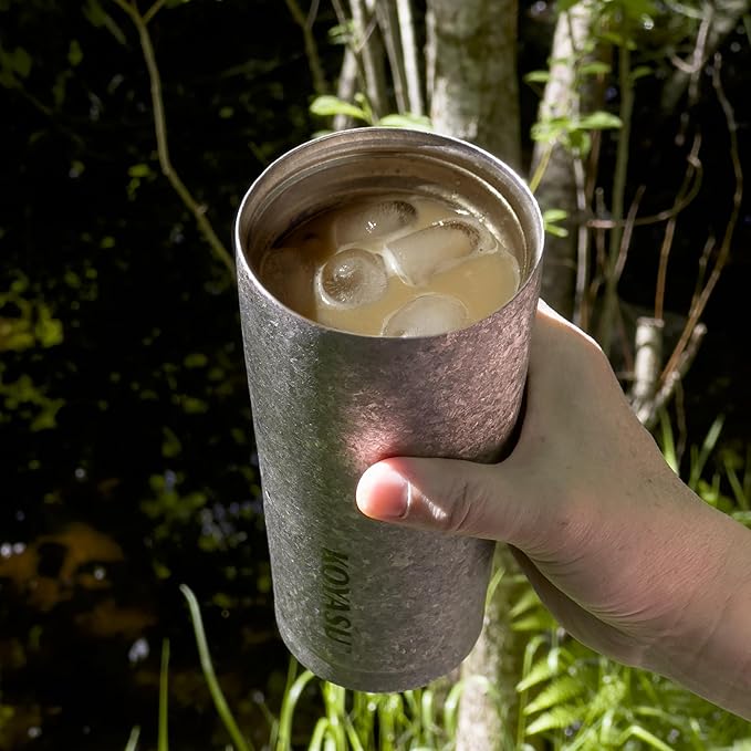 KOYASU® Ti-Zero™ 16oz Titanium Tumbler [Cosmic Amethyst] - Premium Aesthetic Gift for Her. Healthy Zero-Taste Tea Flask. Lightweight, Hypoallergenic Sparkle Gemstone Finish for Wellness