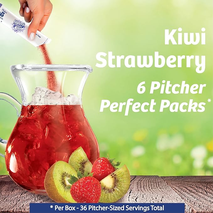 Wyler's Light Pitcher Packs, Water Drink Mix, Kiwi Strawberry, 6 Boxes (36 Pitcher Packets)